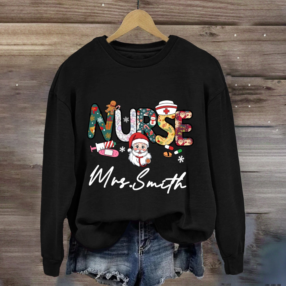Personalized Christmas Nurse Name Sweatshirt