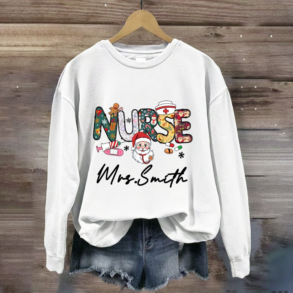 Personalized Christmas Nurse Name Sweatshirt