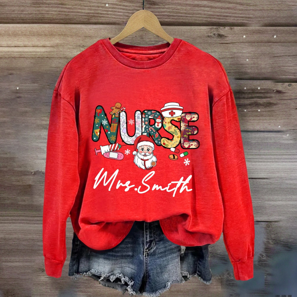 Personalized Christmas Nurse Name Sweatshirt