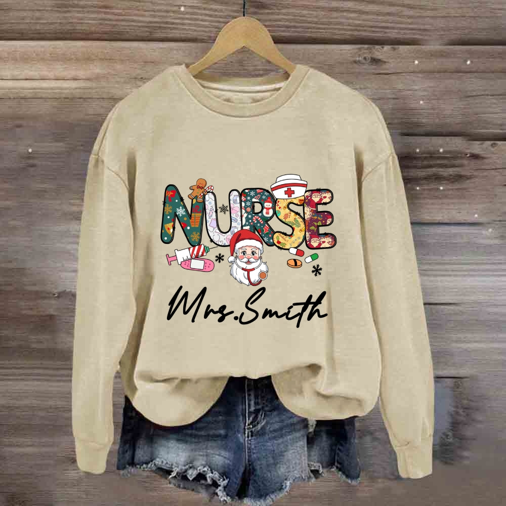 Personalized Christmas Nurse Name Sweatshirt