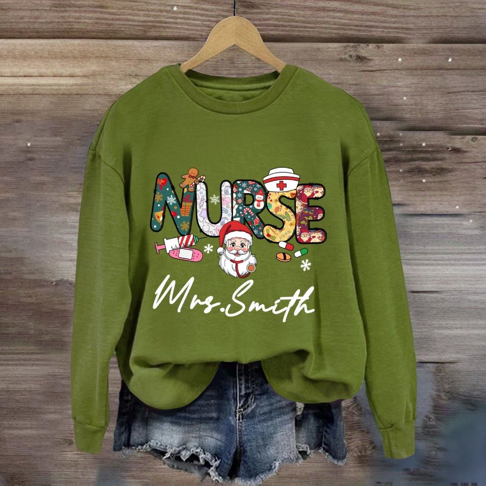 Personalized Christmas Nurse Name Sweatshirt