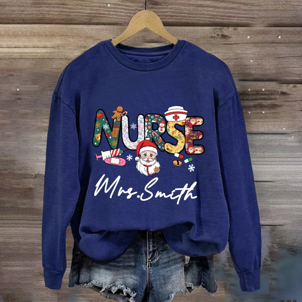 Personalized Christmas Nurse Name Sweatshirt