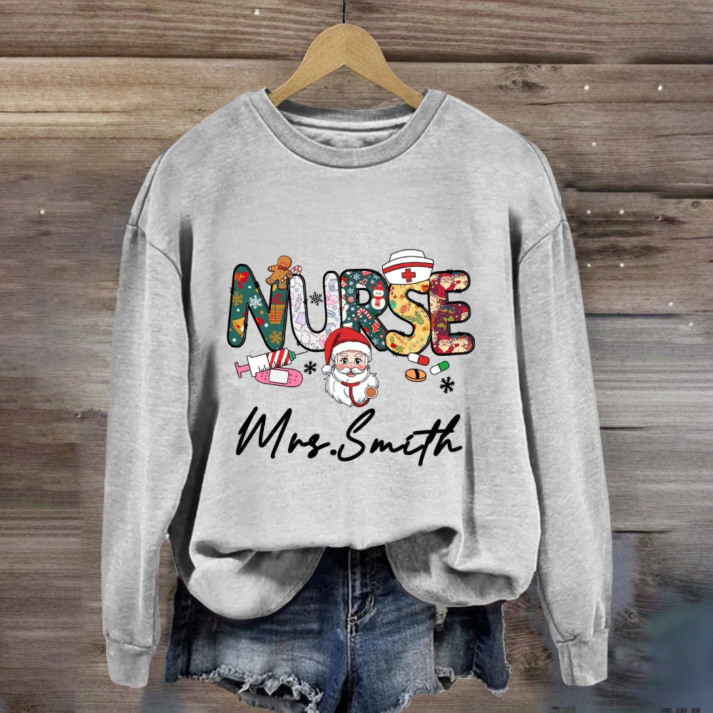 Personalized Christmas Nurse Name Sweatshirt