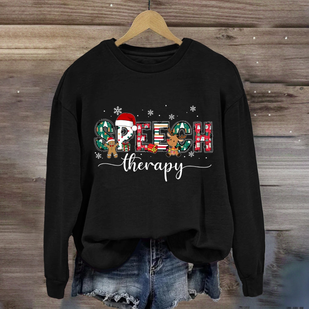 Speech Therapy Snowflakes And Santa Claus Sweatshirt