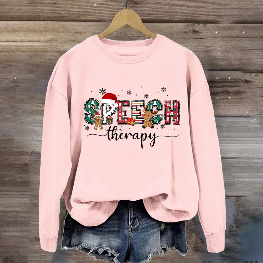 Speech Therapy Snowflakes And Santa Claus Sweatshirt
