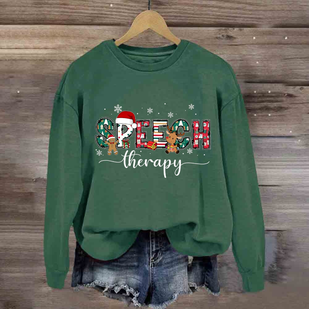 Speech Therapy Snowflakes And Santa Claus Sweatshirt
