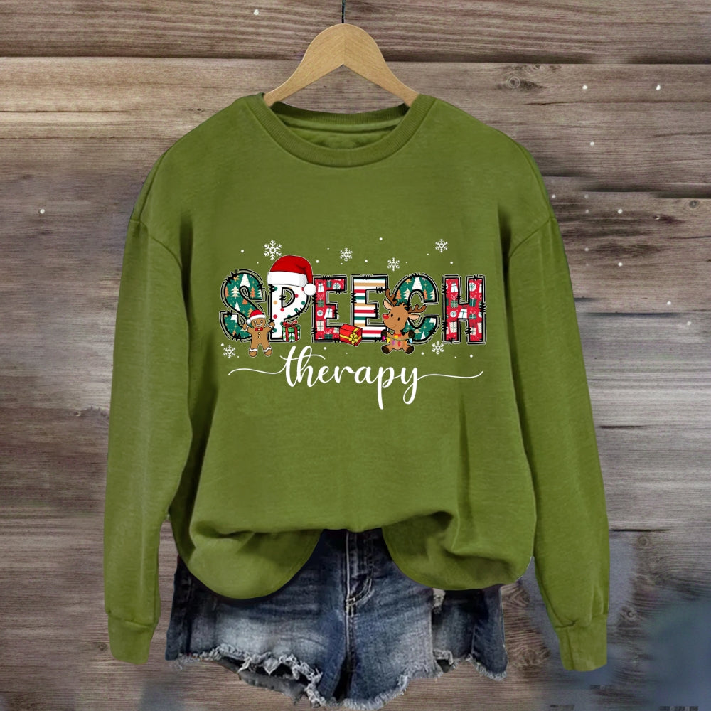 Speech Therapy Snowflakes And Santa Claus Sweatshirt