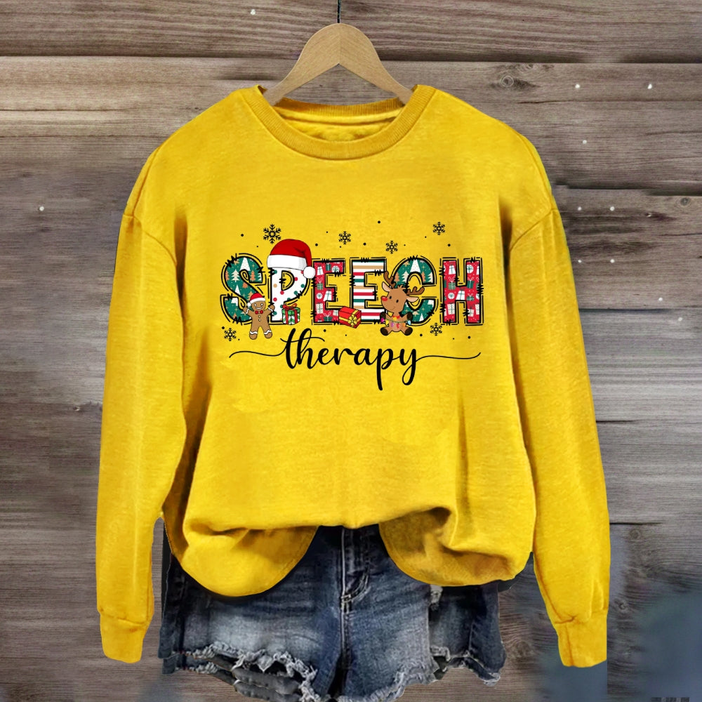 Speech Therapy Snowflakes And Santa Claus Sweatshirt