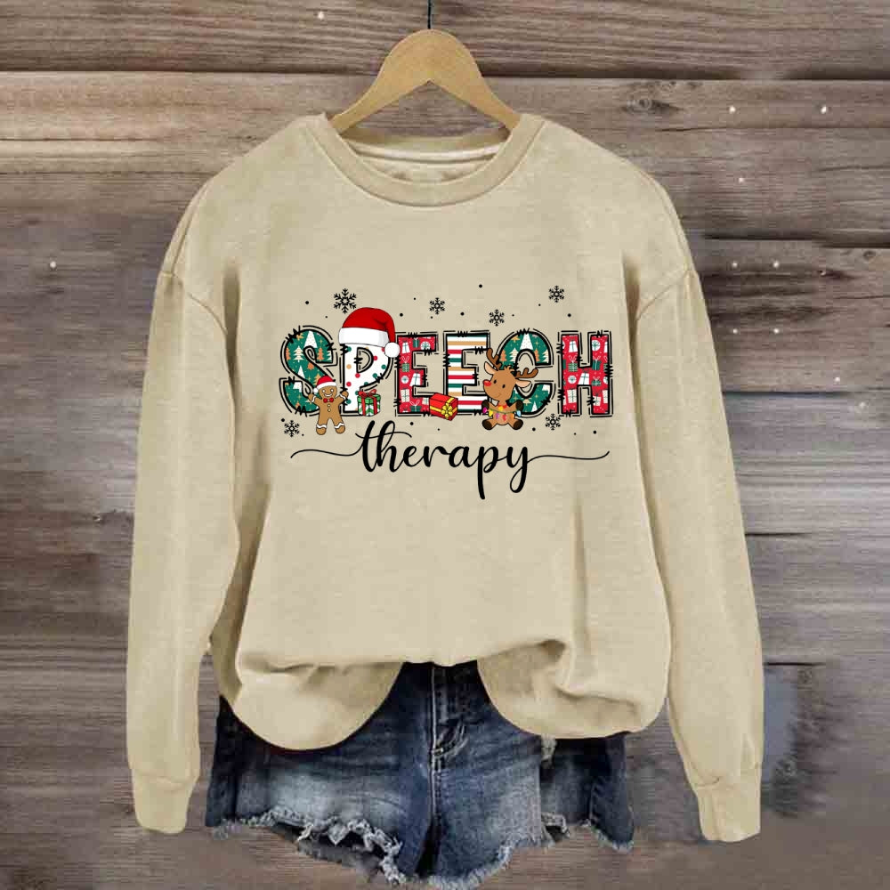 Speech Therapy Snowflakes And Santa Claus Sweatshirt