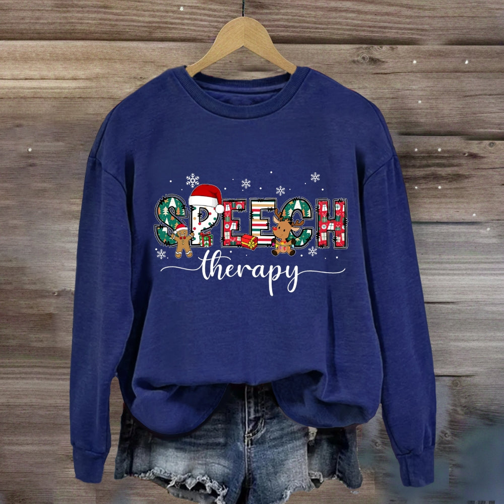 Speech Therapy Snowflakes And Santa Claus Sweatshirt