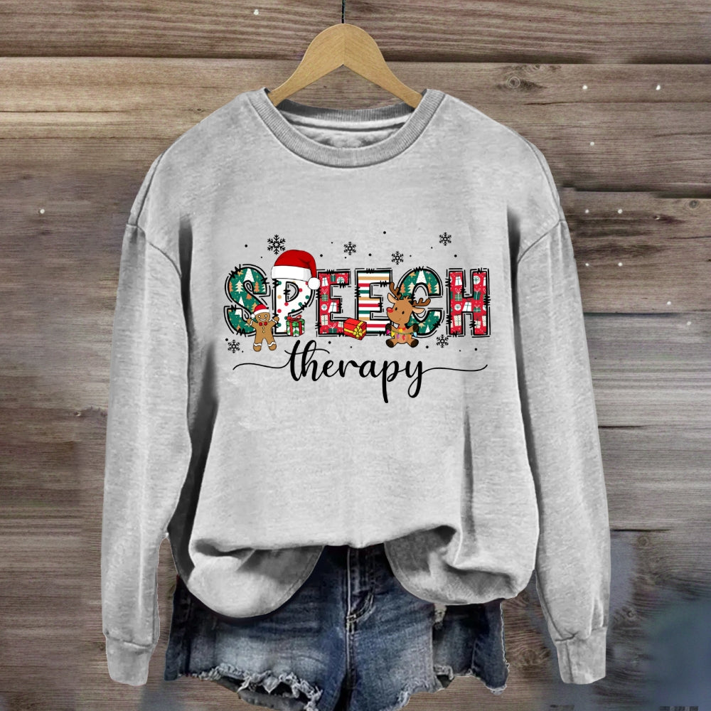 Speech Therapy Snowflakes And Santa Claus Sweatshirt