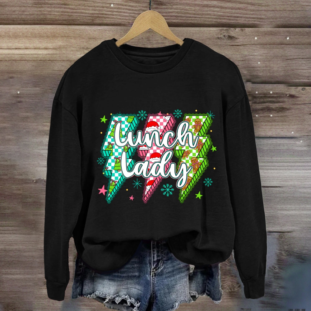 Lunch Lady Christmas Lightning Vibes Sweatshirt