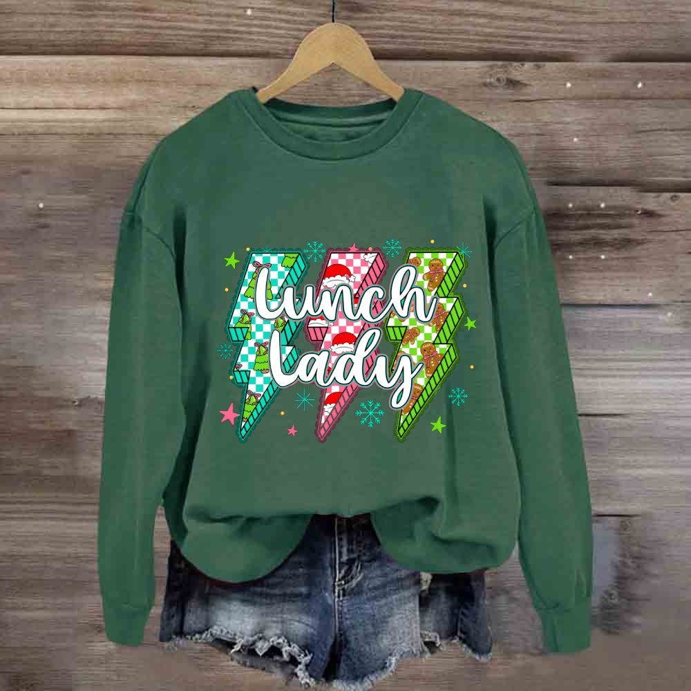 Lunch Lady Christmas Lightning Vibes Sweatshirt