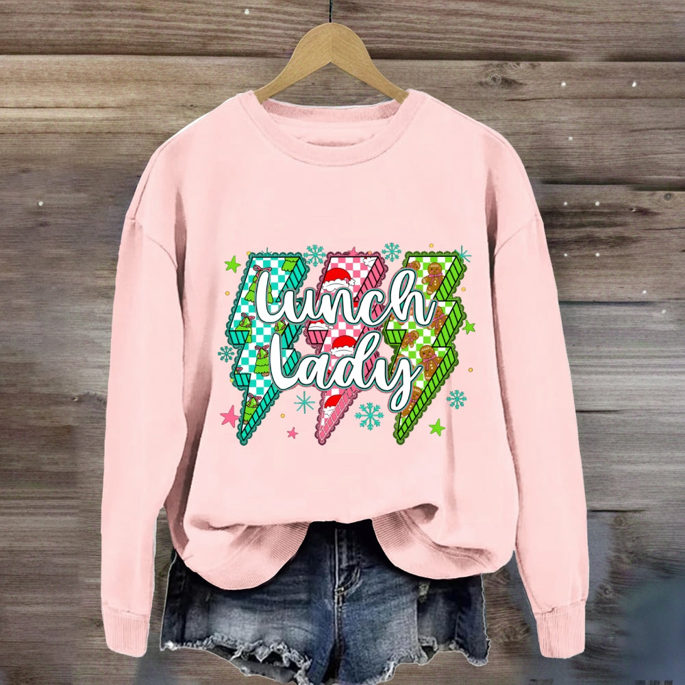 Lunch Lady Christmas Lightning Vibes Sweatshirt