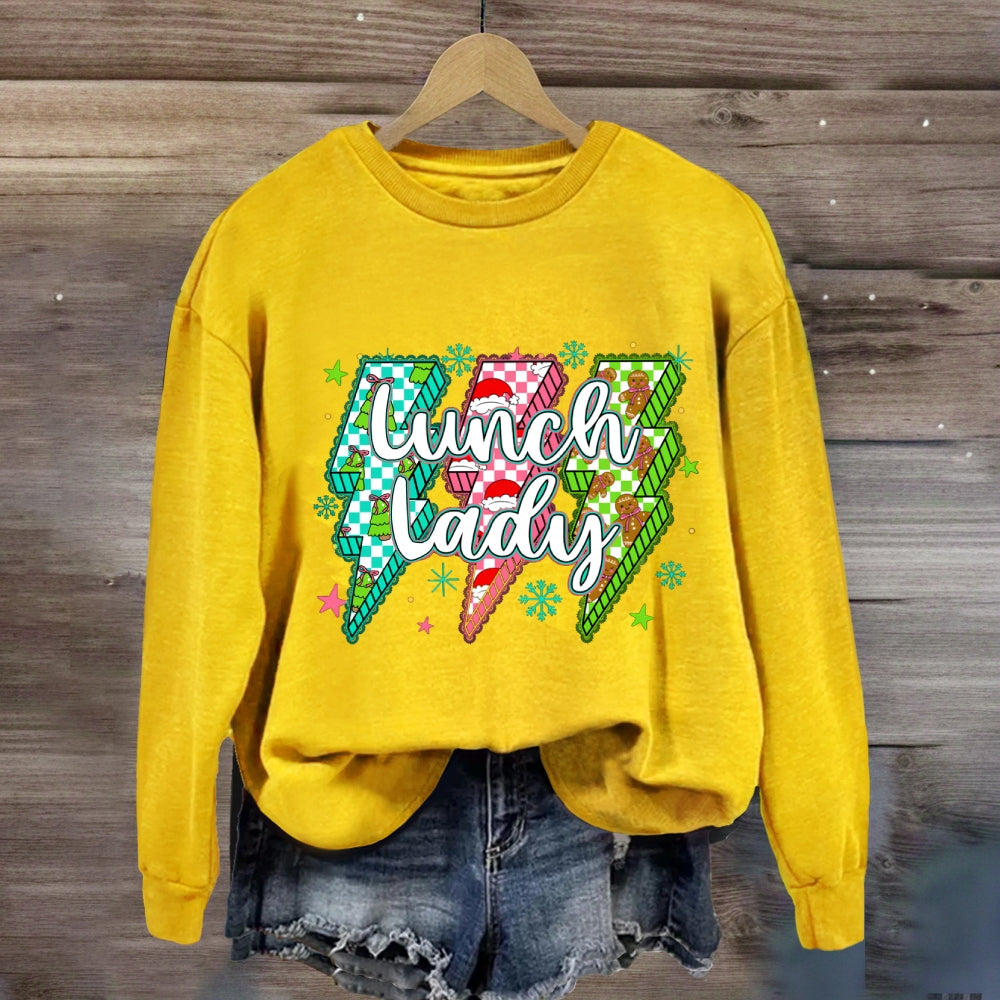 Lunch Lady Christmas Lightning Vibes Sweatshirt