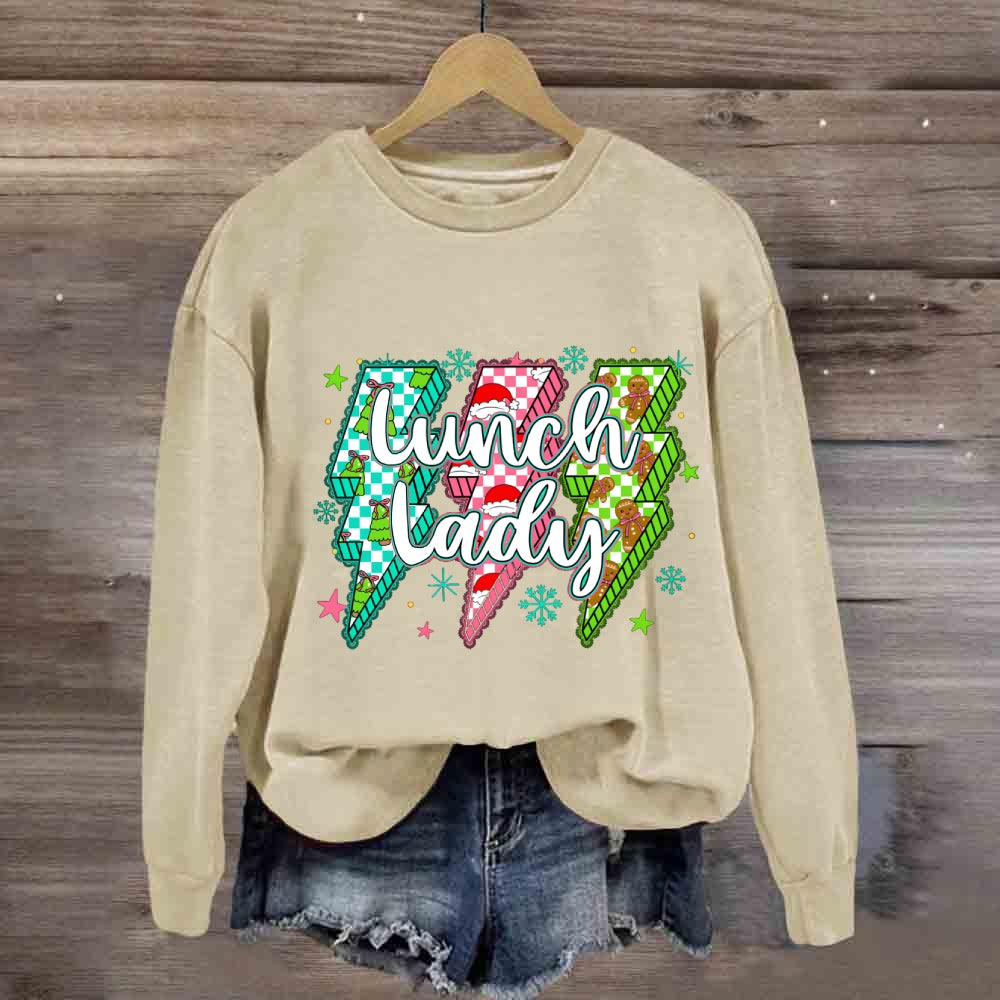 Lunch Lady Christmas Lightning Vibes Sweatshirt