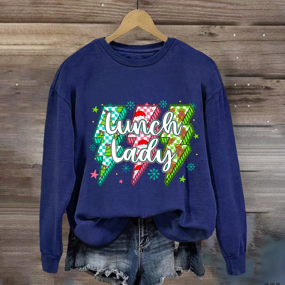 Lunch Lady Christmas Lightning Vibes Sweatshirt