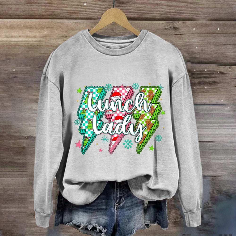 Lunch Lady Christmas Lightning Vibes Sweatshirt