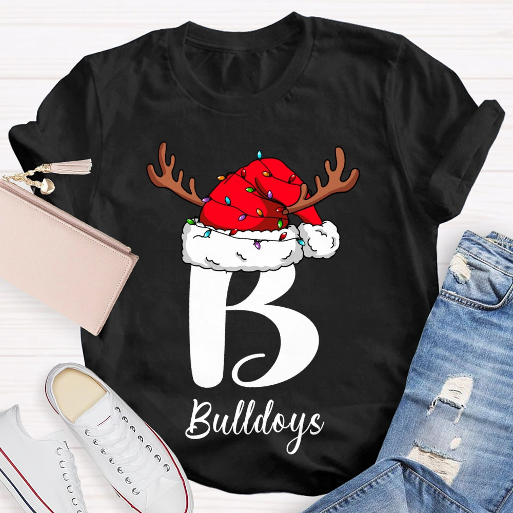 Personalized Name Santa Hats And Christmas Lights T-shirt