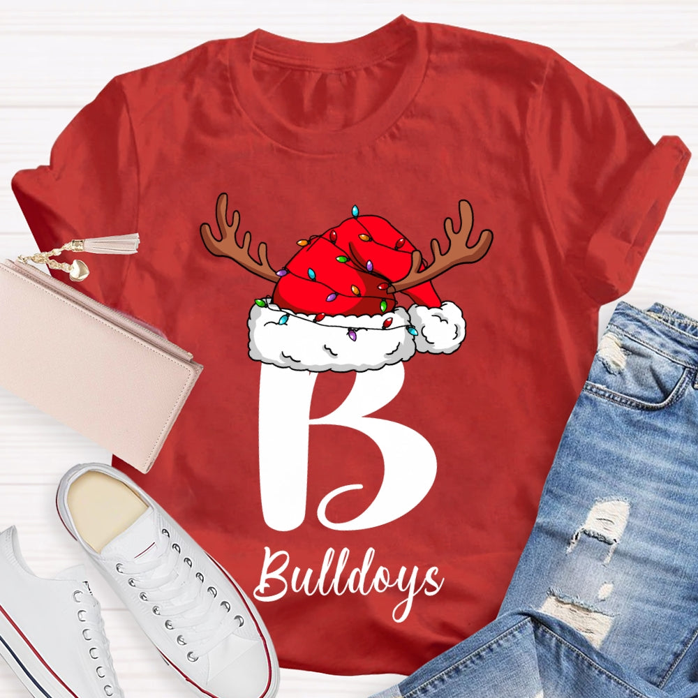 Personalized Name Santa Hats And Christmas Lights T-shirt