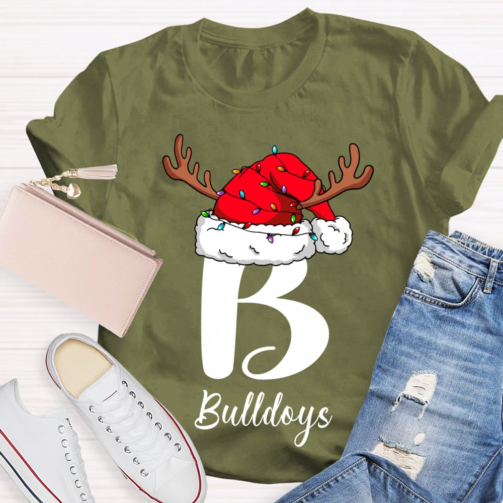 Personalized Name Santa Hats And Christmas Lights T-shirt