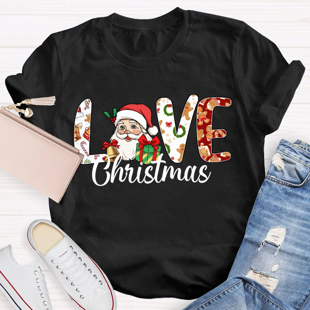 Love Christmas Santa Claus And Christmas Vibes Fonts T-shirt