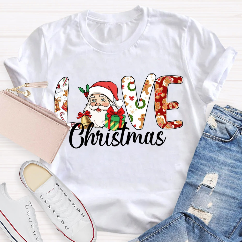 Love Christmas Santa Claus And Christmas Vibes Fonts T-shirt
