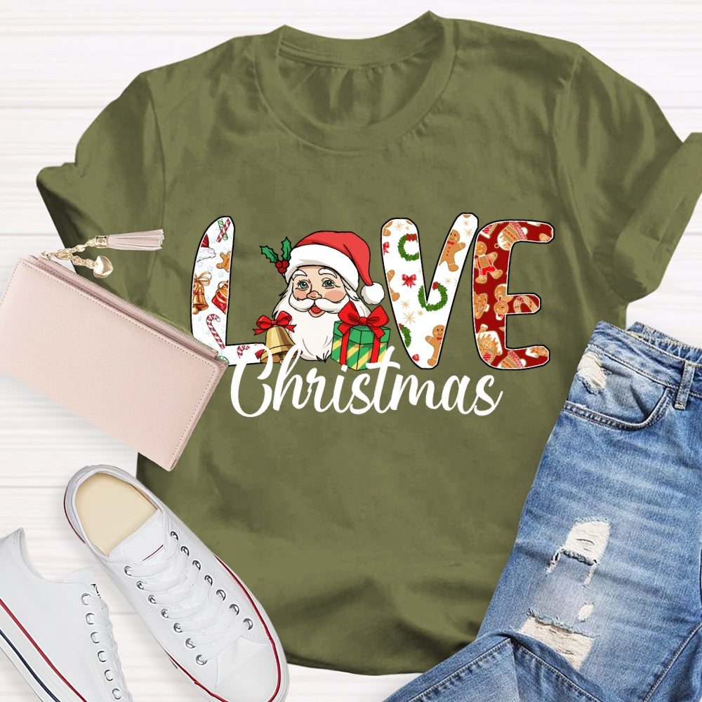 Love Christmas Santa Claus And Christmas Vibes Fonts T-shirt