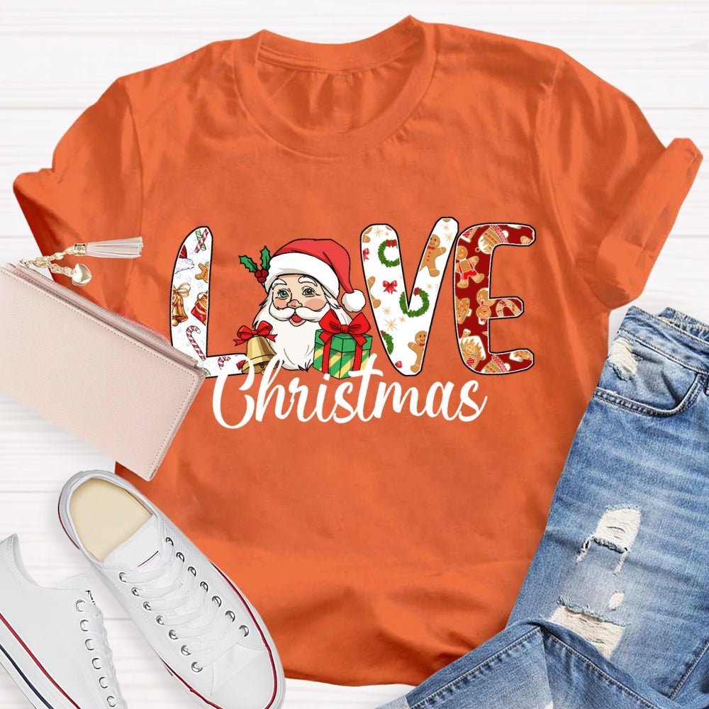Love Christmas Santa Claus And Christmas Vibes Fonts T-shirt