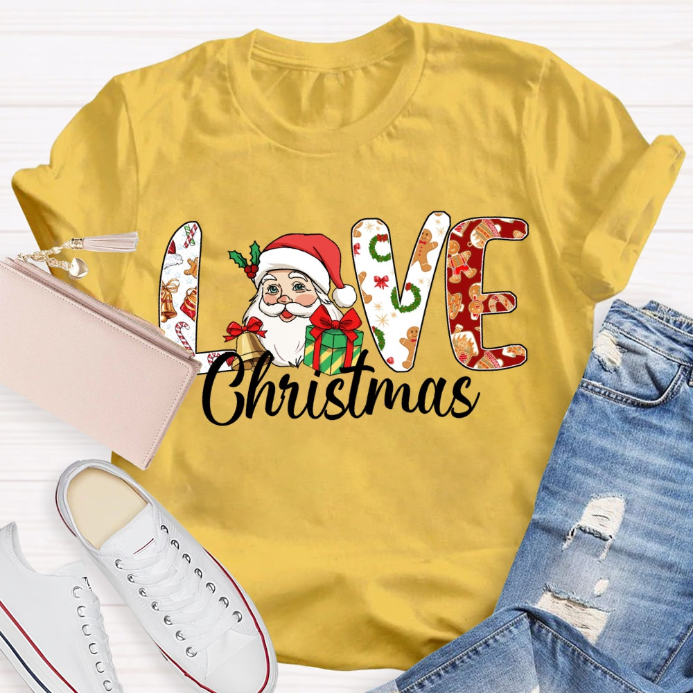 Love Christmas Santa Claus And Christmas Vibes Fonts T-shirt