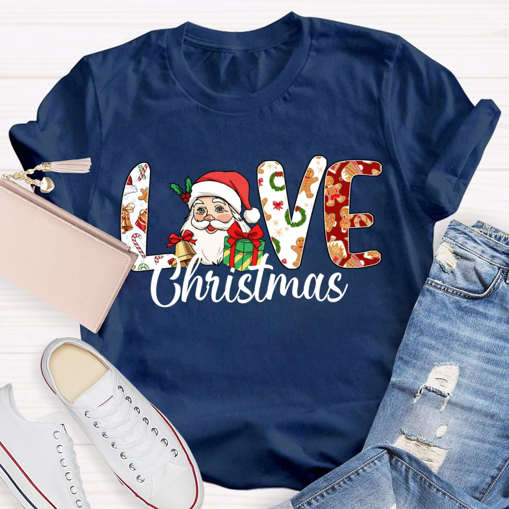 Love Christmas Santa Claus And Christmas Vibes Fonts T-shirt