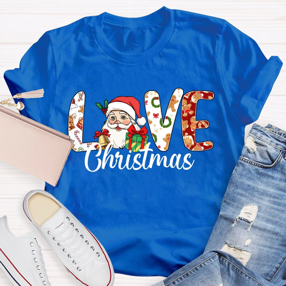 Love Christmas Santa Claus And Christmas Vibes Fonts T-shirt