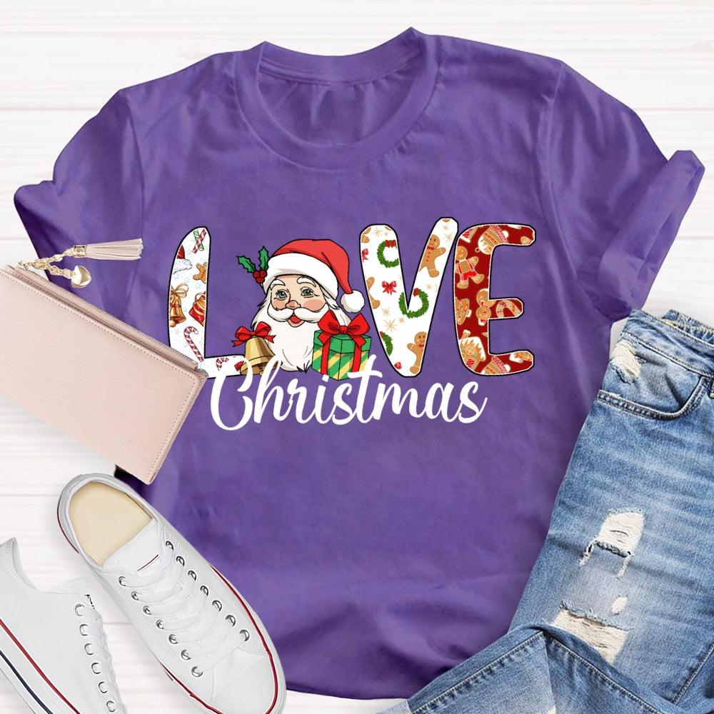 Love Christmas Santa Claus And Christmas Vibes Fonts T-shirt