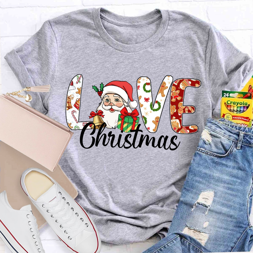 Love Christmas Santa Claus And Christmas Vibes Fonts T-shirt