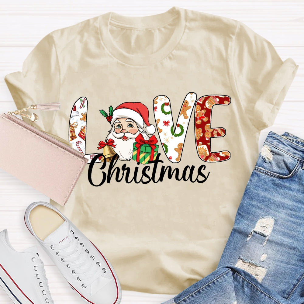 Love Christmas Santa Claus And Christmas Vibes Fonts T-shirt