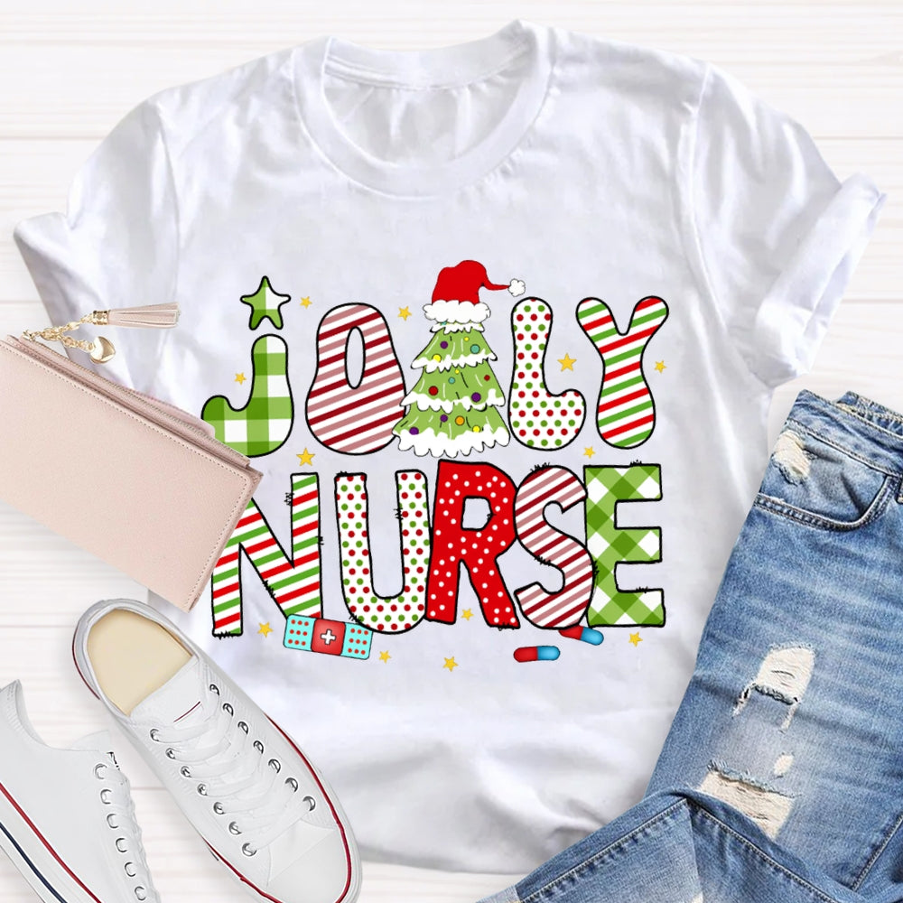 Jolly Nurse Merry Christmas Tree T-shirt