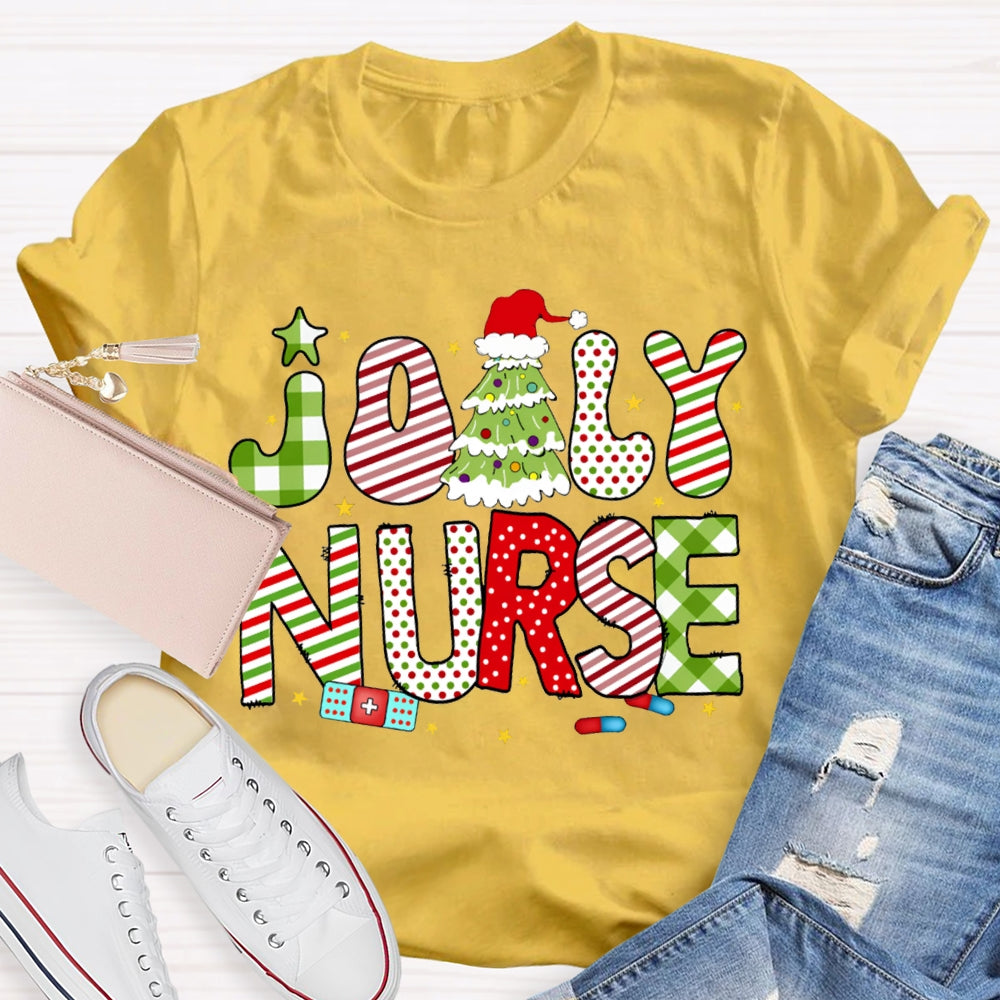 Jolly Nurse Merry Christmas Tree T-shirt