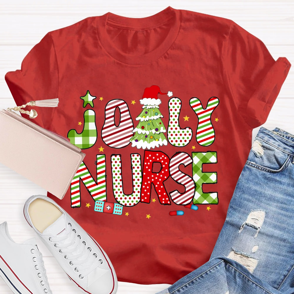 Jolly Nurse Merry Christmas Tree T-shirt