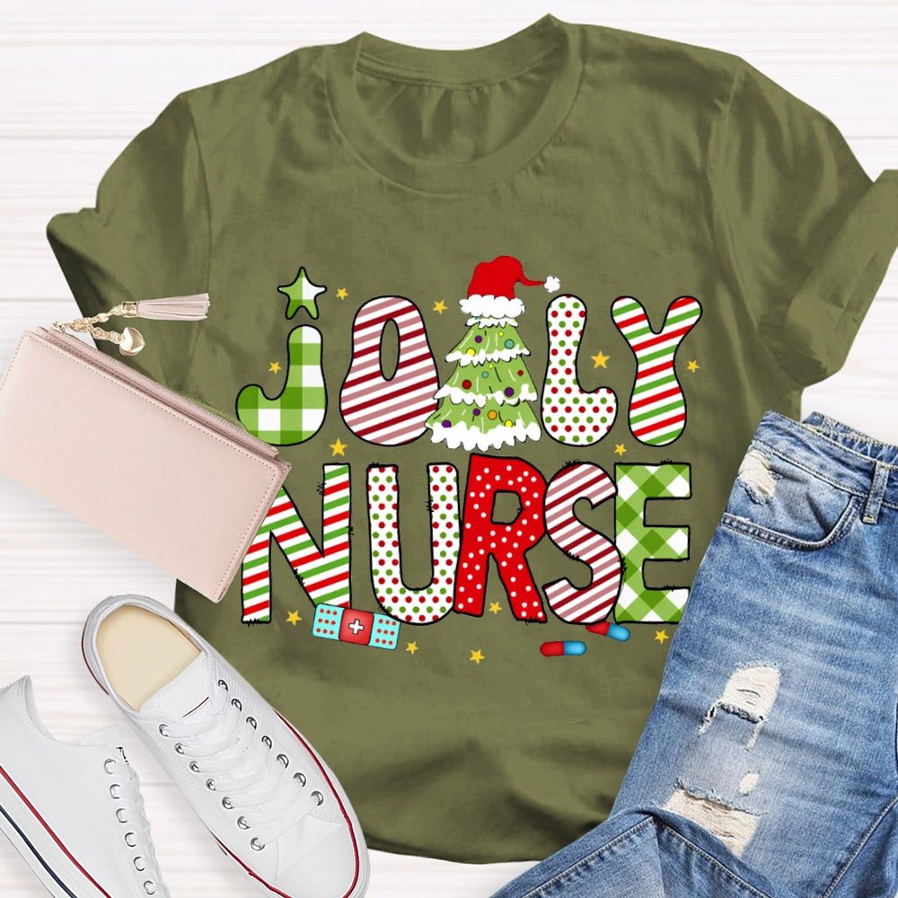 Jolly Nurse Merry Christmas Tree T-shirt