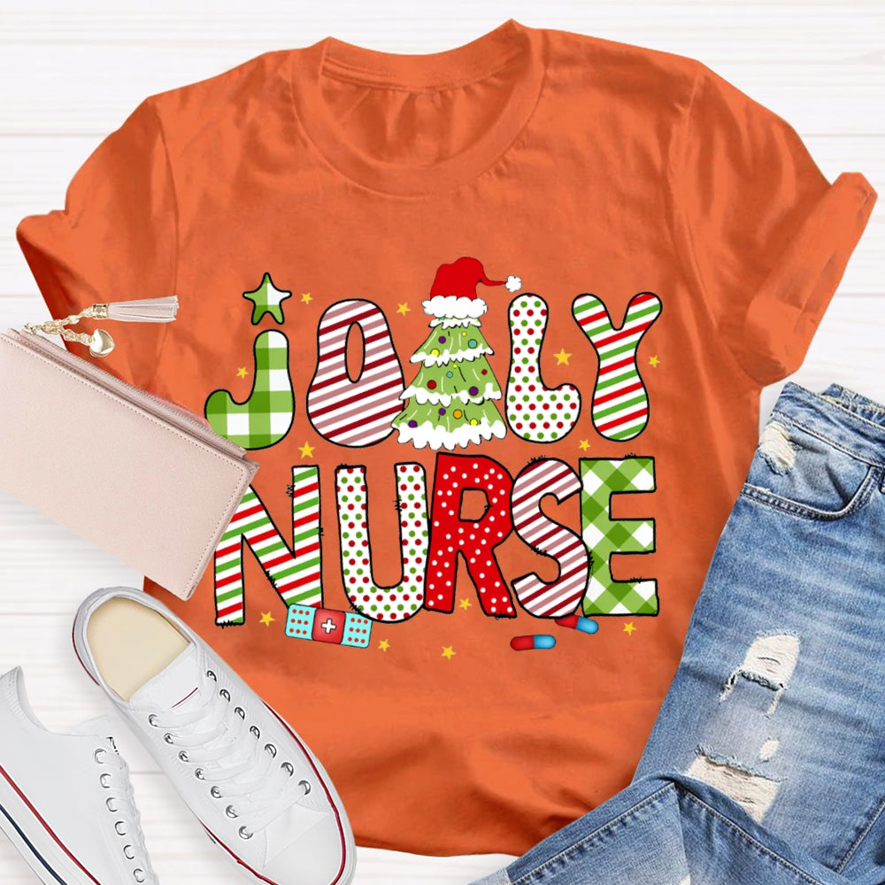 Jolly Nurse Merry Christmas Tree T-shirt