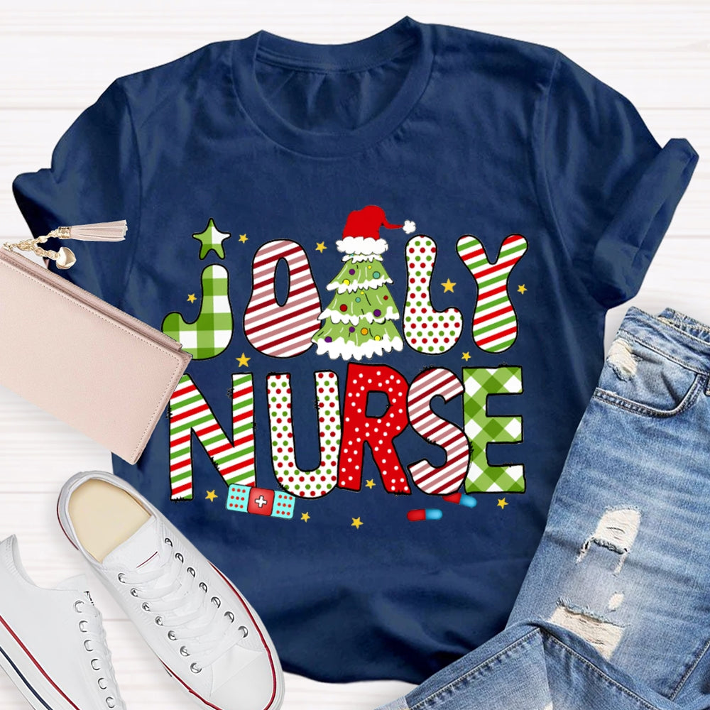 Jolly Nurse Merry Christmas Tree T-shirt