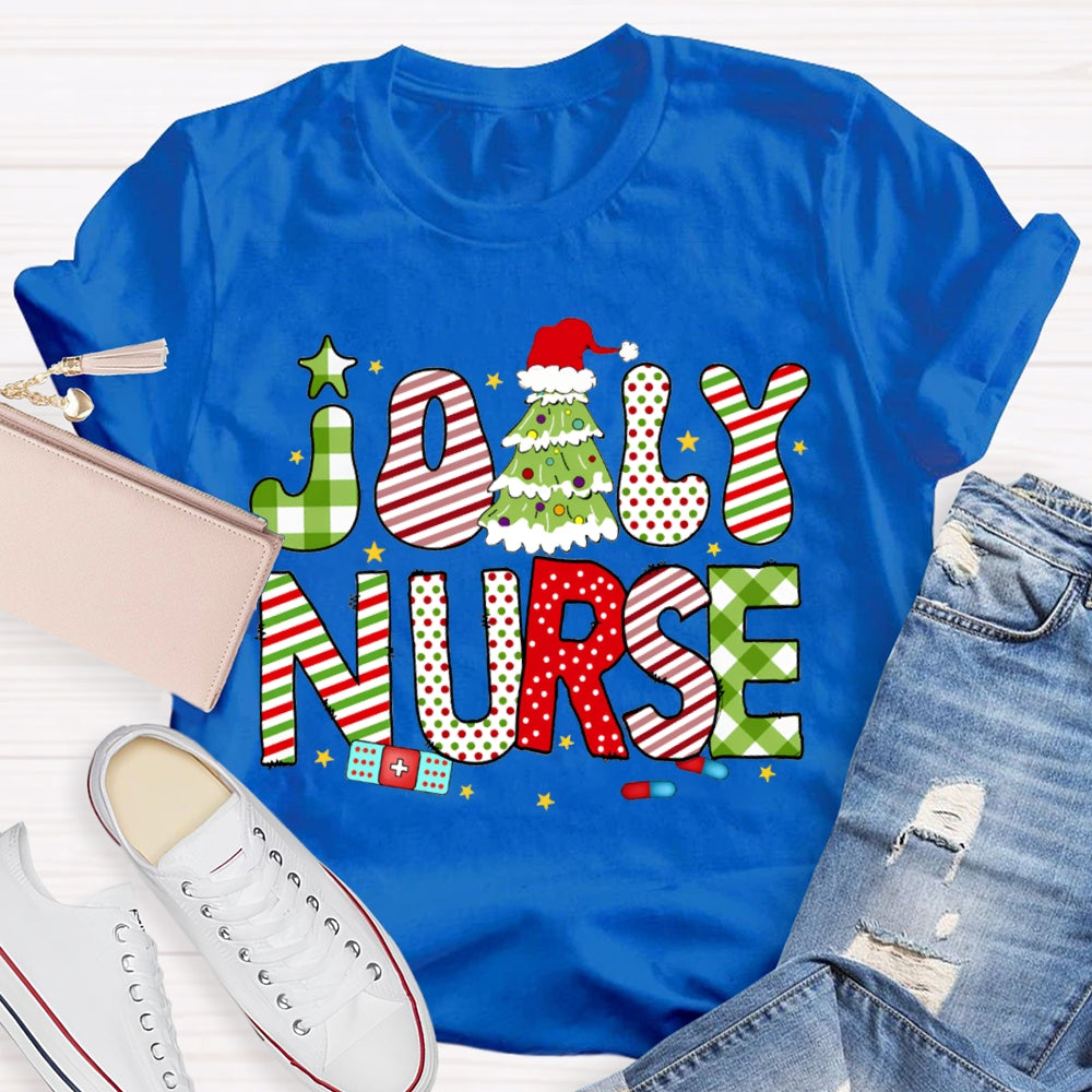 Jolly Nurse Merry Christmas Tree T-shirt
