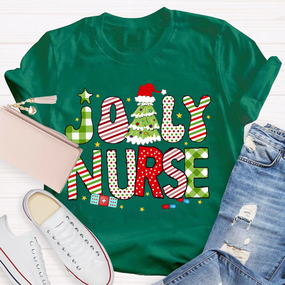 Jolly Nurse Merry Christmas Tree T-shirt
