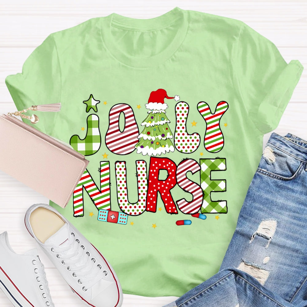 Jolly Nurse Merry Christmas Tree T-shirt