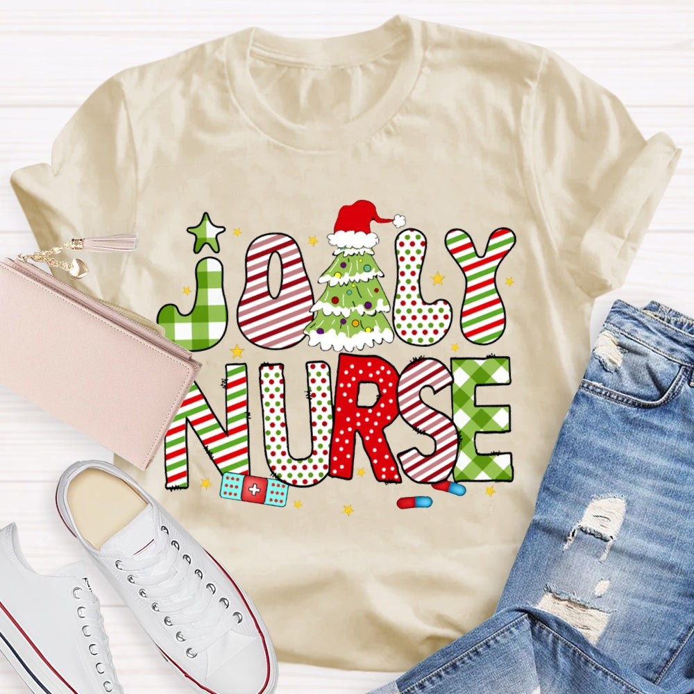 Jolly Nurse Merry Christmas Tree T-shirt