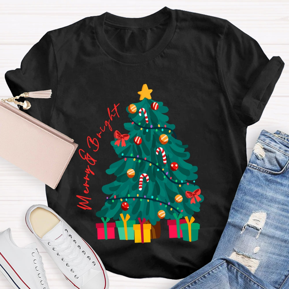 Merry And Bright Christmas Tree Christmas Vibes T-shirt