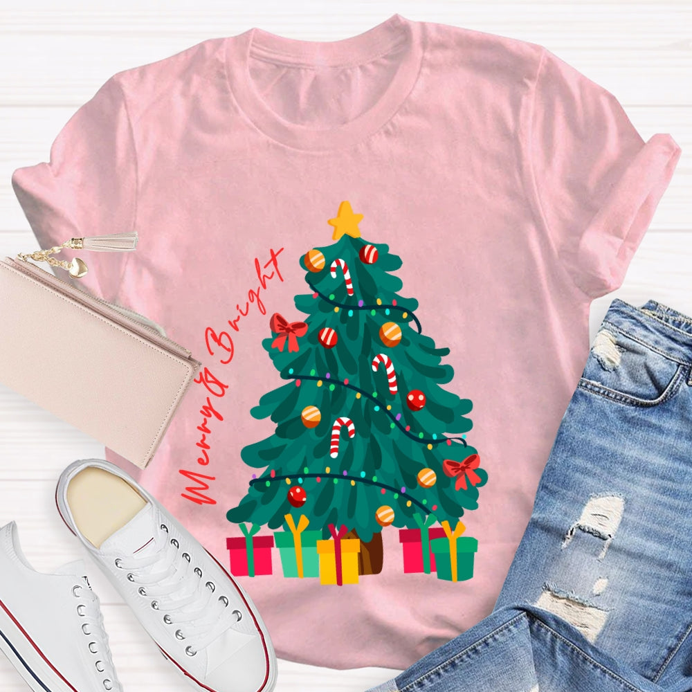 Merry And Bright Christmas Tree Christmas Vibes T-shirt