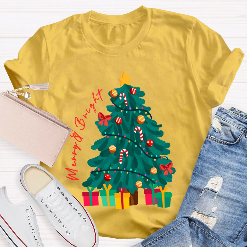 Merry And Bright Christmas Tree Christmas Vibes T-shirt