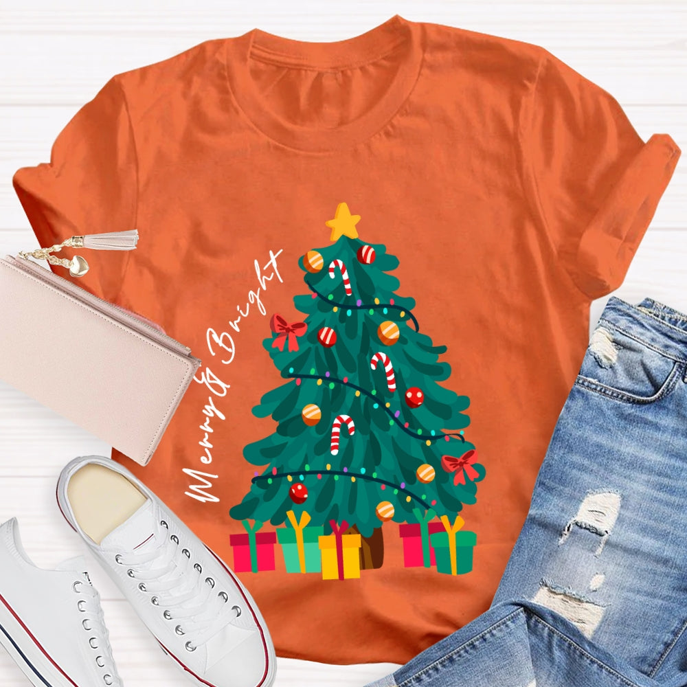 Merry And Bright Christmas Tree Christmas Vibes T-shirt