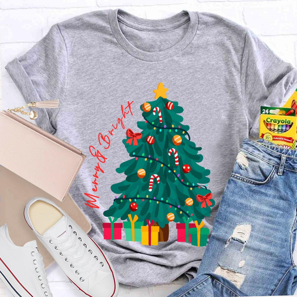 Merry And Bright Christmas Tree Christmas Vibes T-shirt